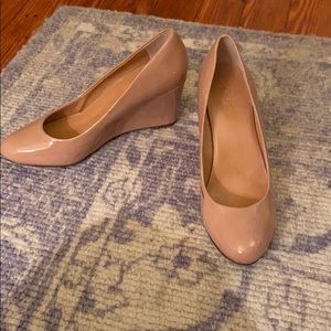 JCREW Size 8 Tan Patten Leather Wedges
